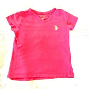 🔴 U.S. Polo Pink Girls V-Neck Tee